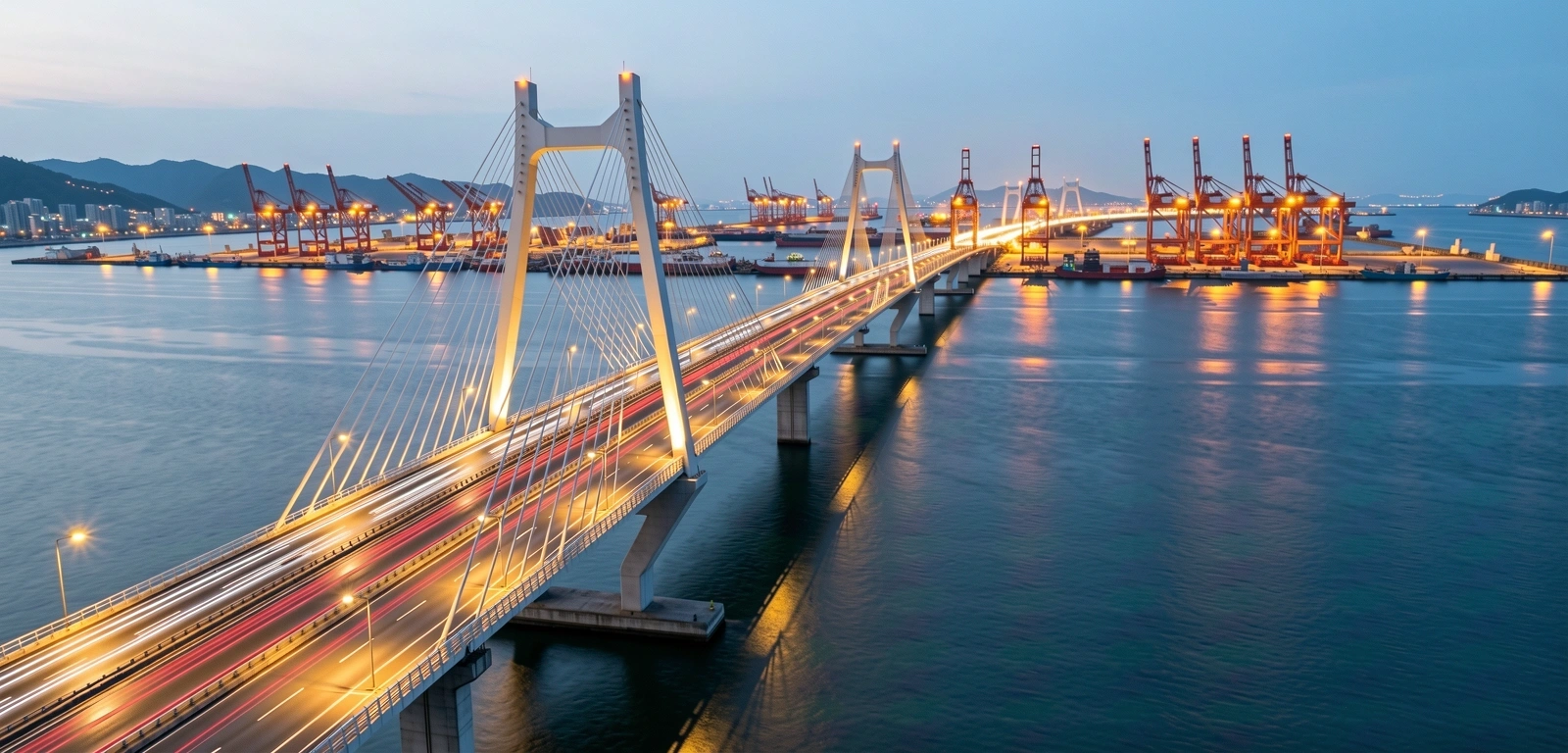 Incheon industrial landscape at twilight